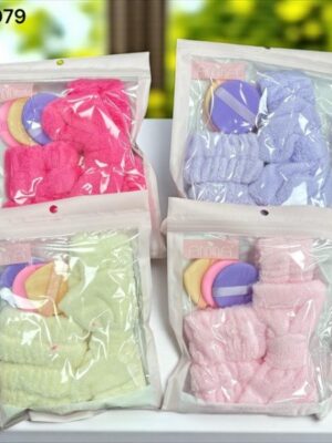 Kit de Skincare Vincha + Muñequeras + esponjitas