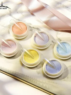 Set x6 polvos aurora Paris Night – pigmentos iridiscentes para uñas