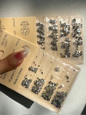 Strass para uñas plata y multicolor